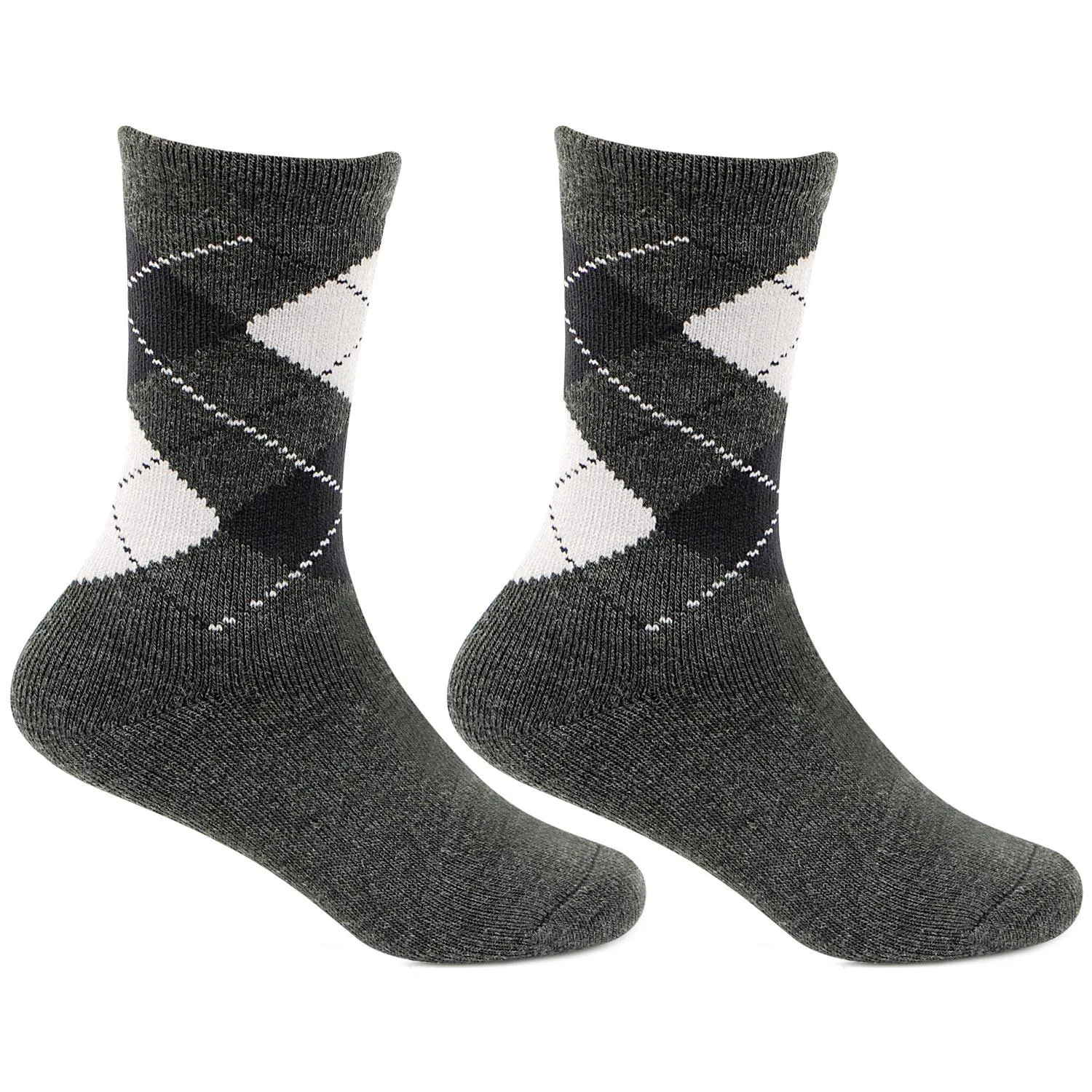 Kids Argyle Pattern Woolen Crew Socks (Dark Grey)- Pack of 2