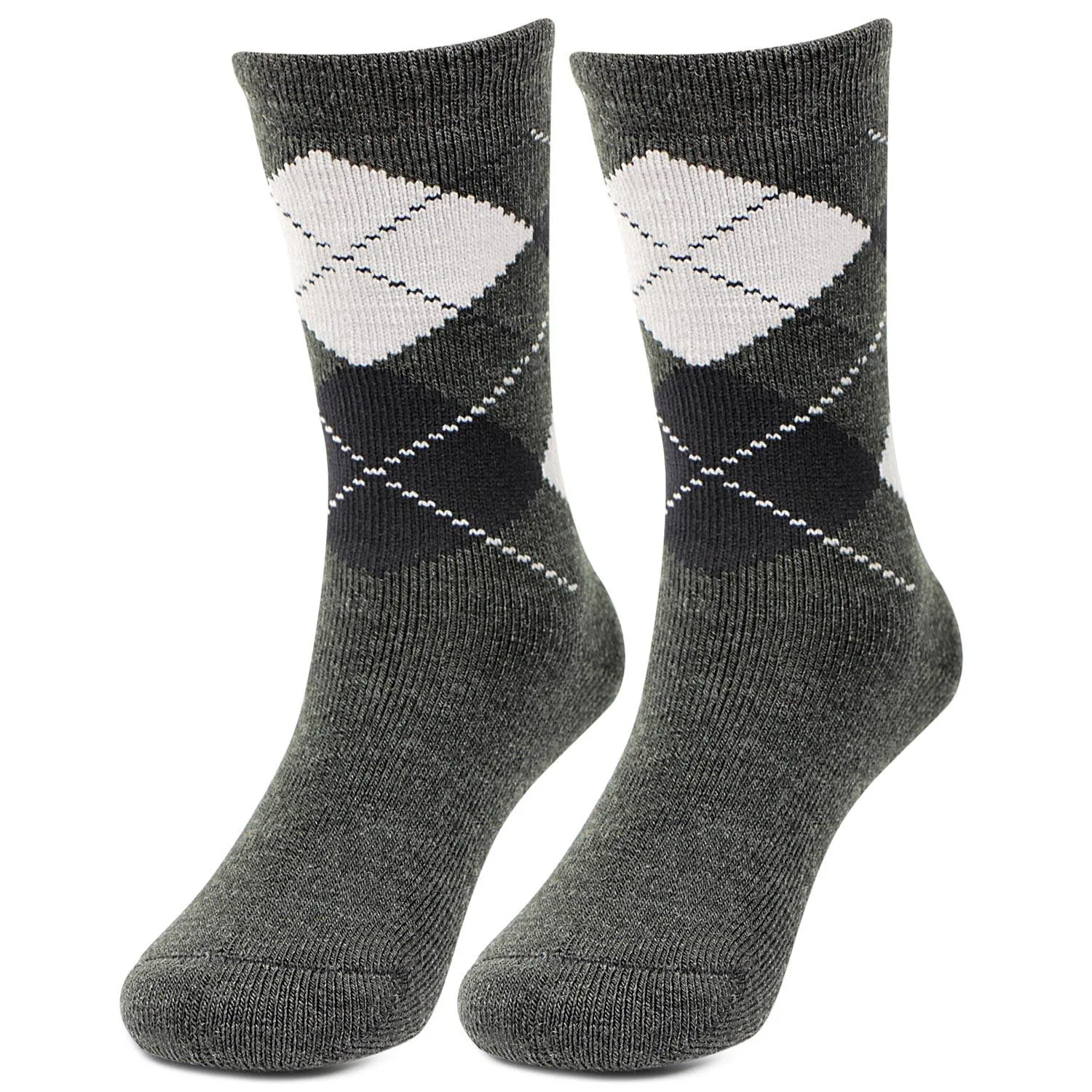 Kids Argyle Pattern Woolen Crew Socks (Dark Grey)- Pack of 2