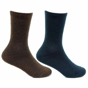 Kids Plain Multicolored Woolen Crew Socks - Pack of 2