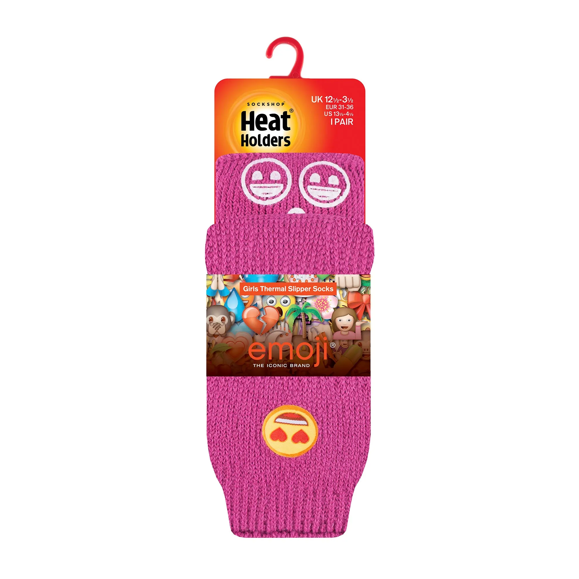 Kids Thermal Slipper Socks - Emoji Heart Face