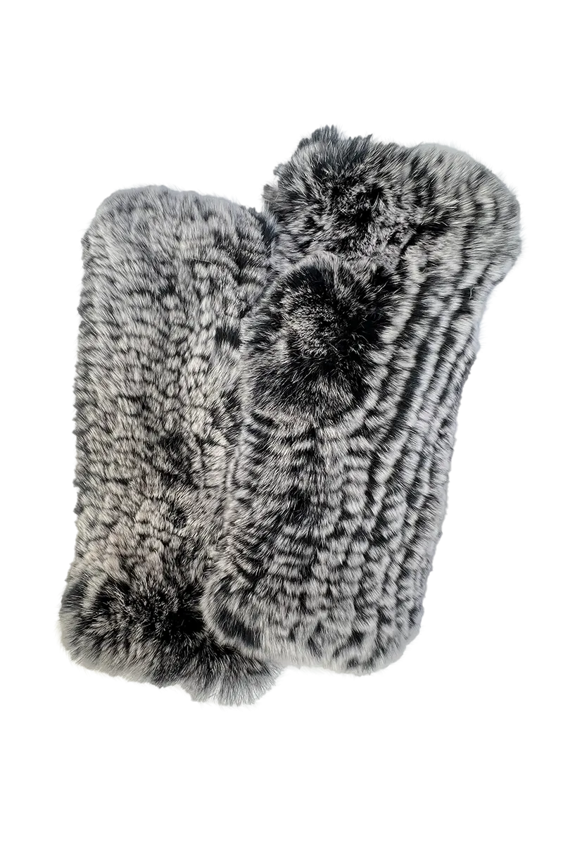 Knitted Fingerless Rex Rabbit Fur Gloves