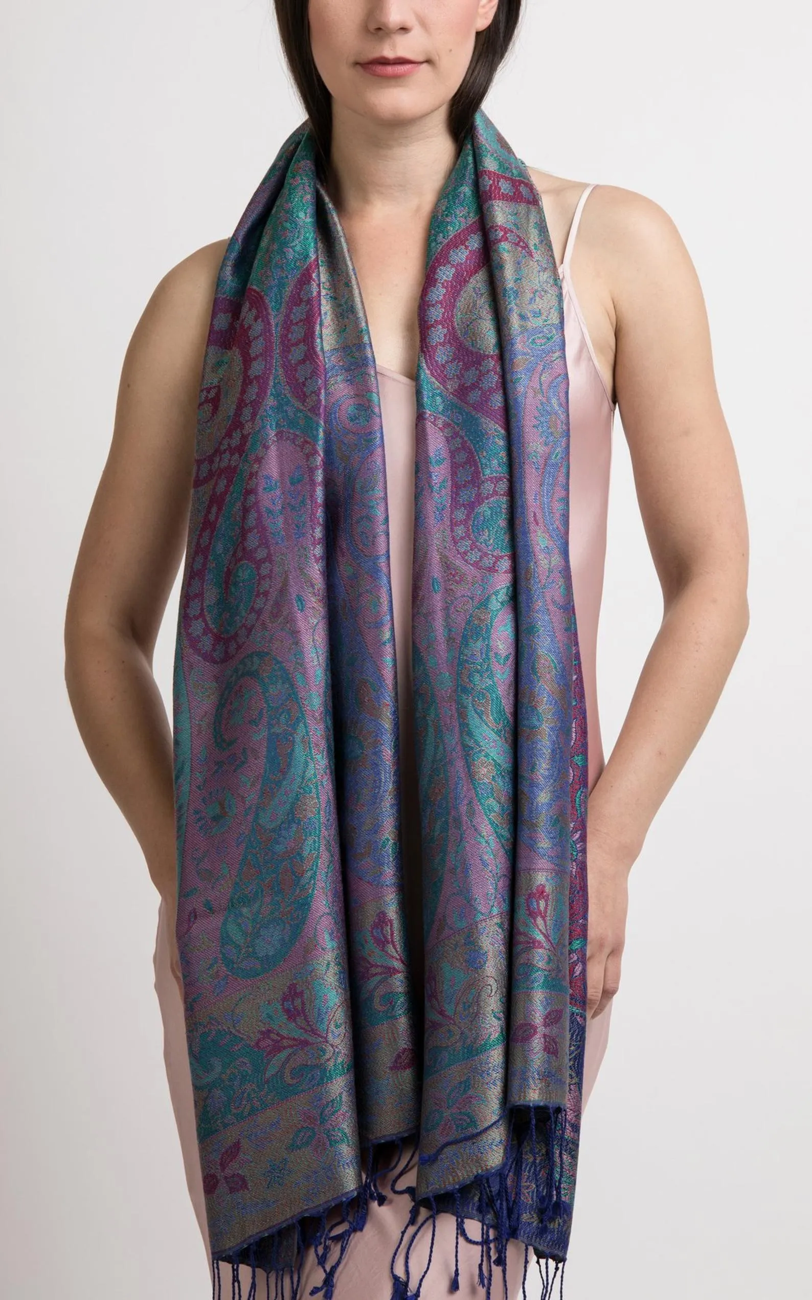 Kristen Purple Silk Scarf - Pure Silk - Gift for Her-MCM/L