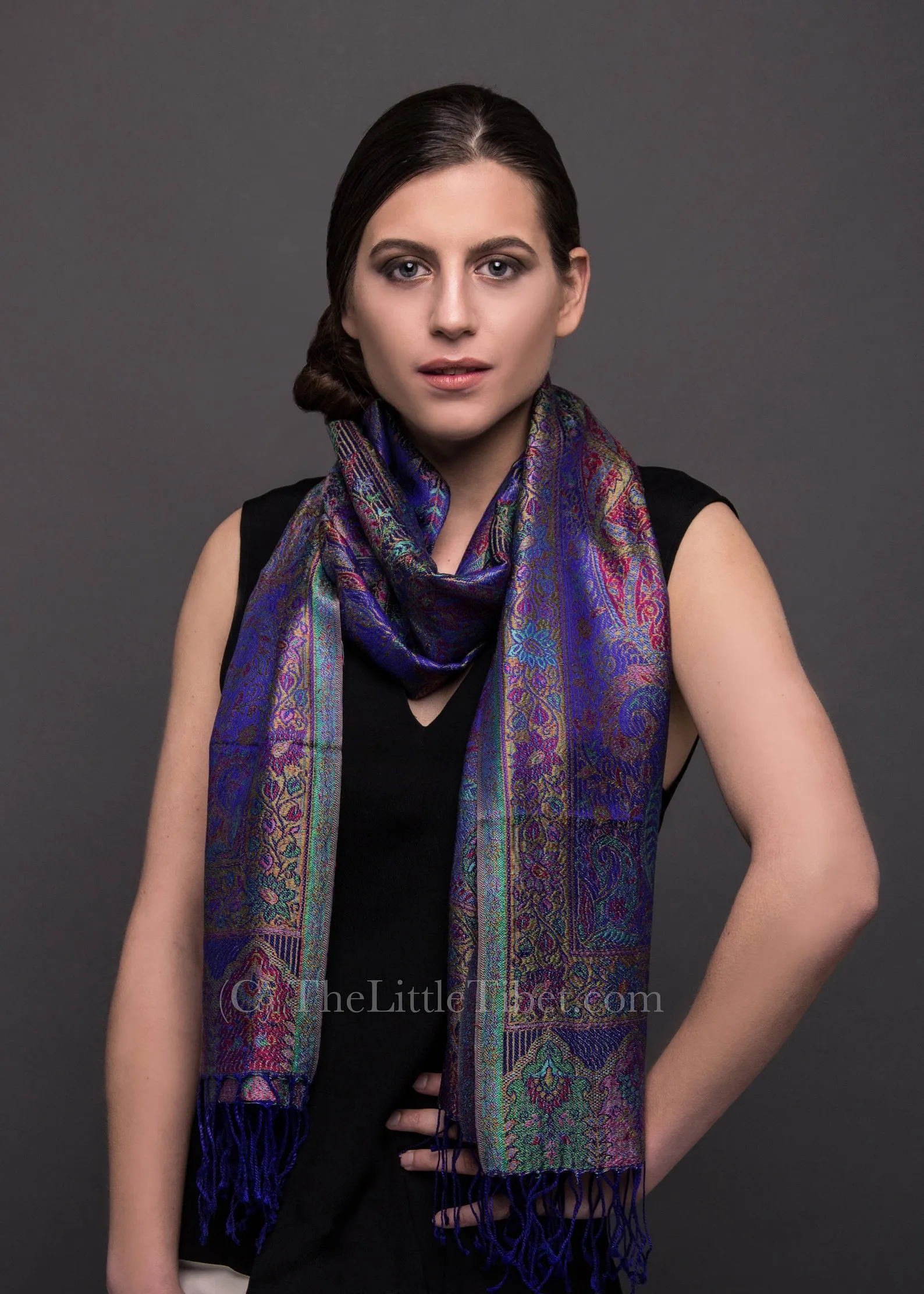 Kristen Purple Silk Scarf - Pure Silk - Gift for Her-MCM/L