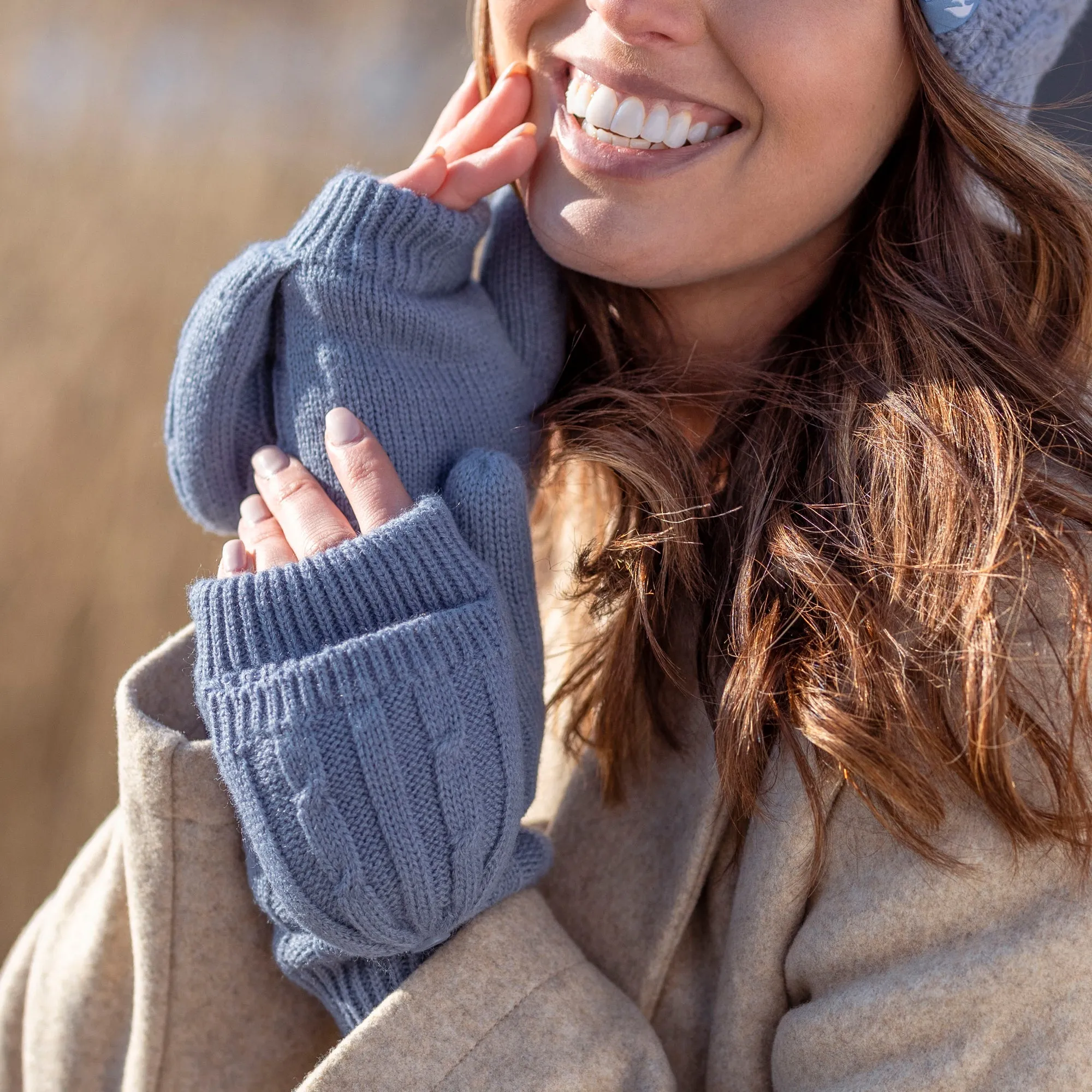 Ladies Ash Converter Mittens - Dusky Blue