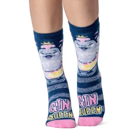 Ladies Lite Fun Feet Novelty Thermal Socks - Gin Queen