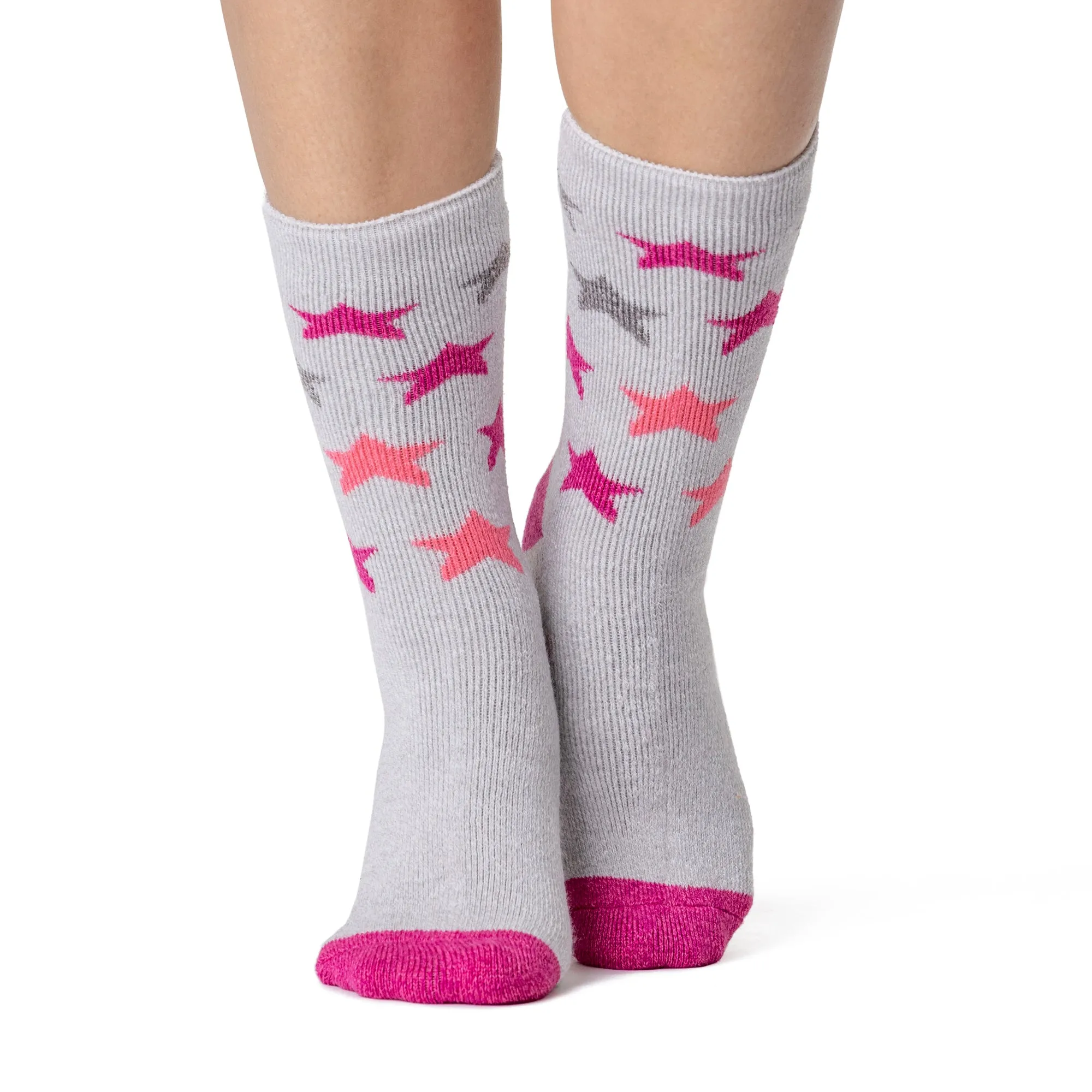 Ladies Lite Nice Stars Socks - Silver & Grey