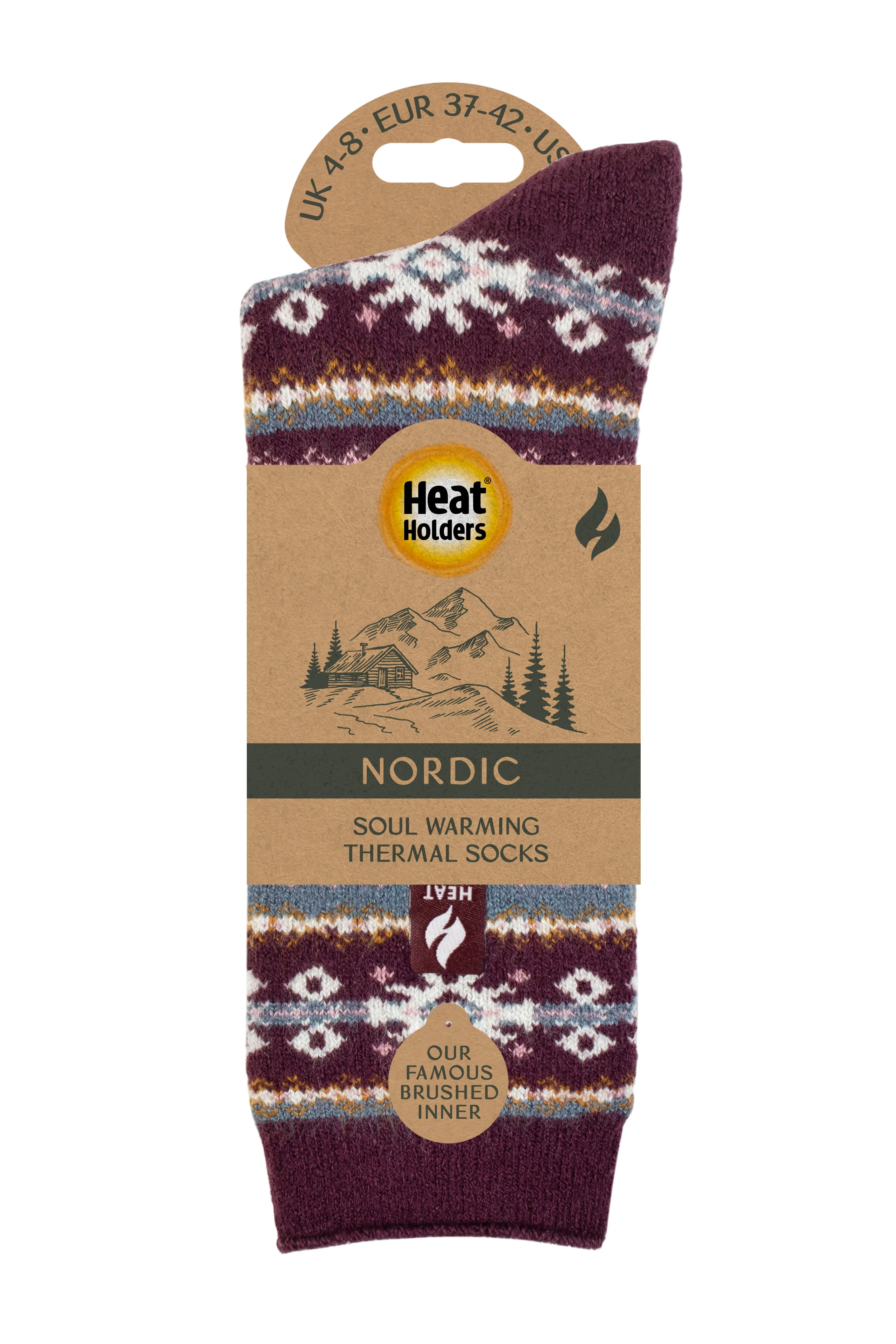 Ladies Lite Nordic Thermal Socks - Cabernet & Rose Blush