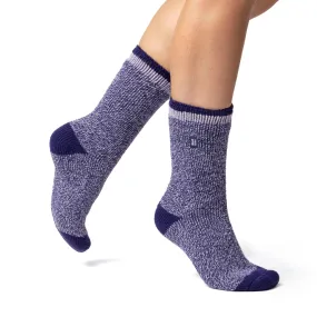 Ladies Original Caldbeck Twist Socks - Navy & Wisteria