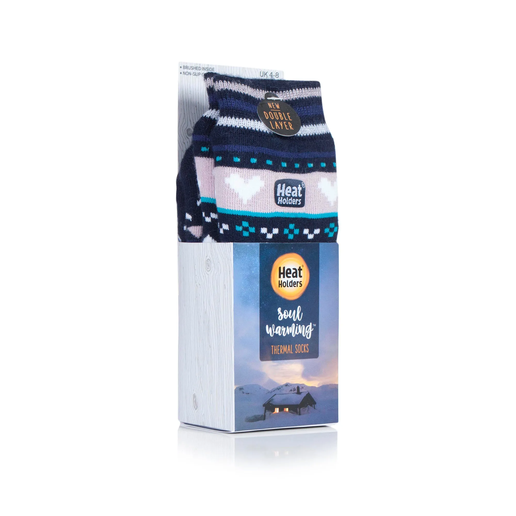 Ladies Soul Warming Dual Layer Slipper Socks - Navy & Purple