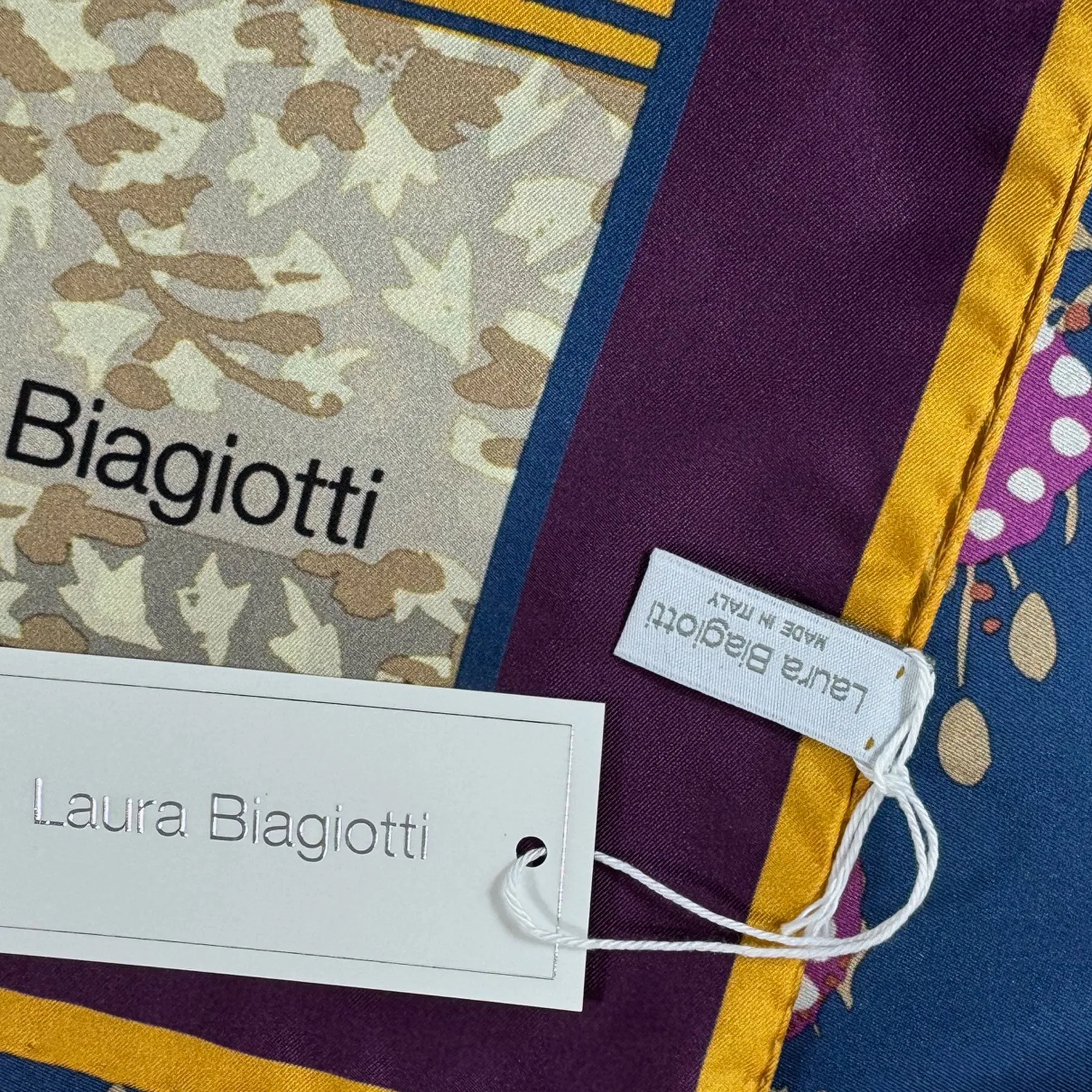 Laura Biagiotti Scarf - Square Silk Foulard - Made In Italy