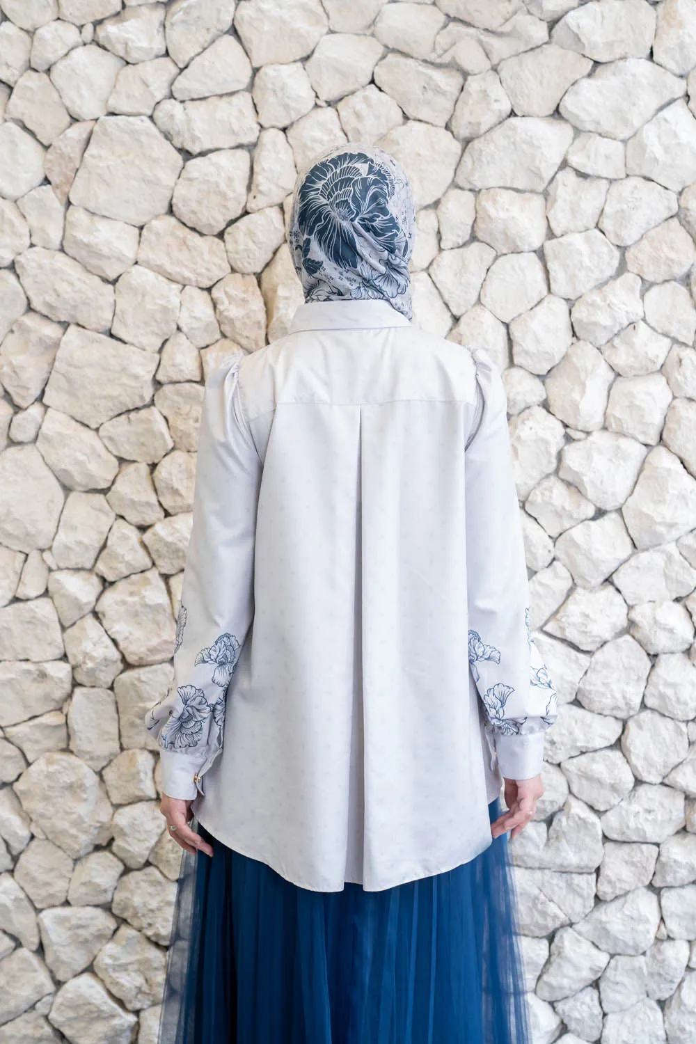 Leysha Shirt & Scarf Syar'i Set Cloudy White