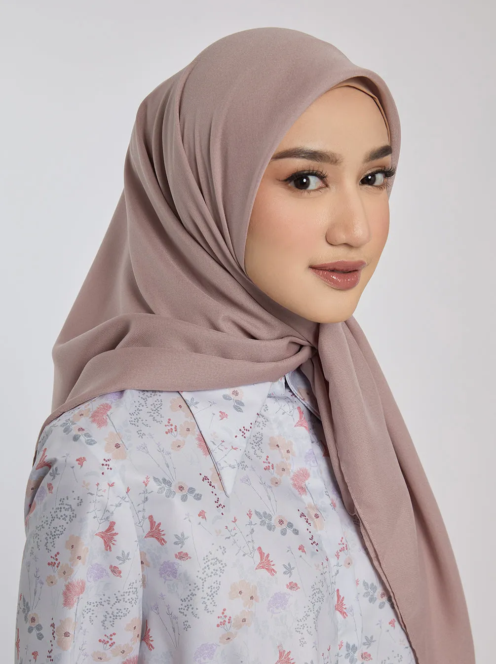 LIGHT VOILE SCARF PLAIN ROSE BROWN