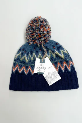 Lily & Me - Fair Isle Wool Bobble Hat - Soft Blue