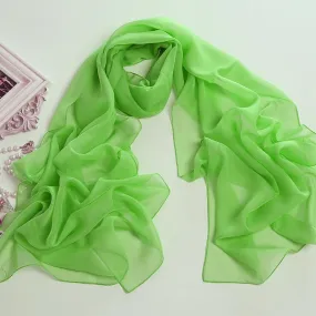 Long Chiffon Scarf Solid Green Color CHL303