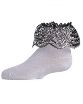 MeMoi Scalloped Metallic Anklet Girls Socks Style: MKF-6023