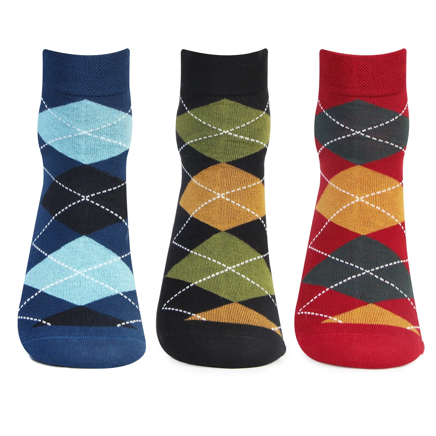 Men Cotton Scottish Collection Ankle Socks - Pack of 3