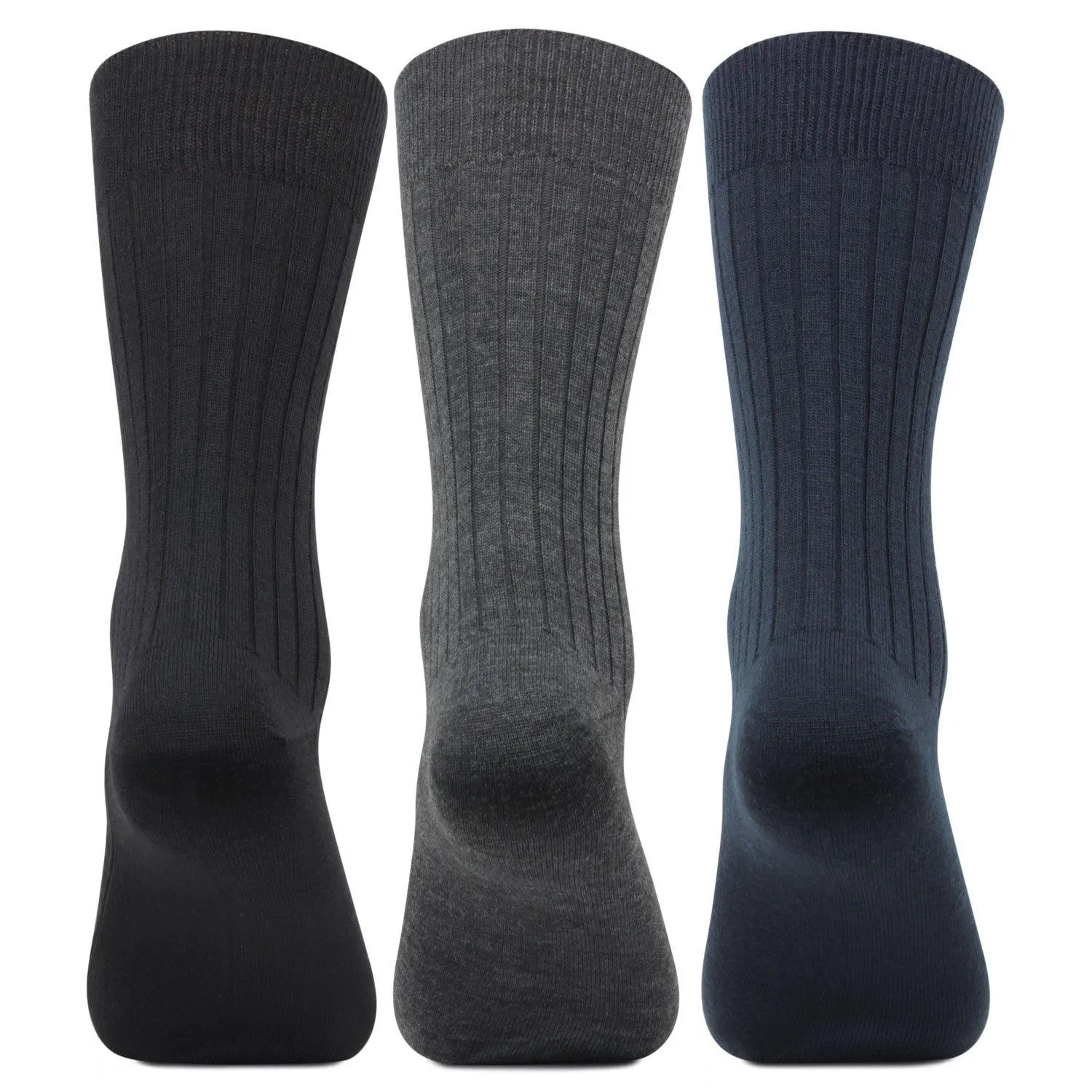 Men Rib Multicolored Woolen Crew Socks- Pack of 3