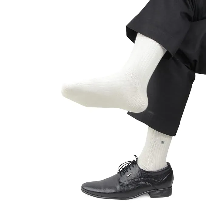 Men's Cosmic Ribbed Formal Socks - Cream