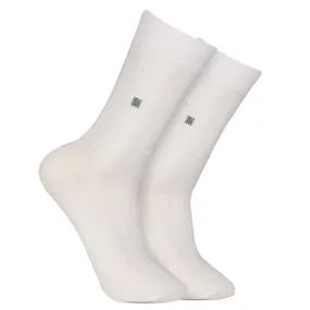 Men's Cosmic Ribbed Formal Socks - Cream