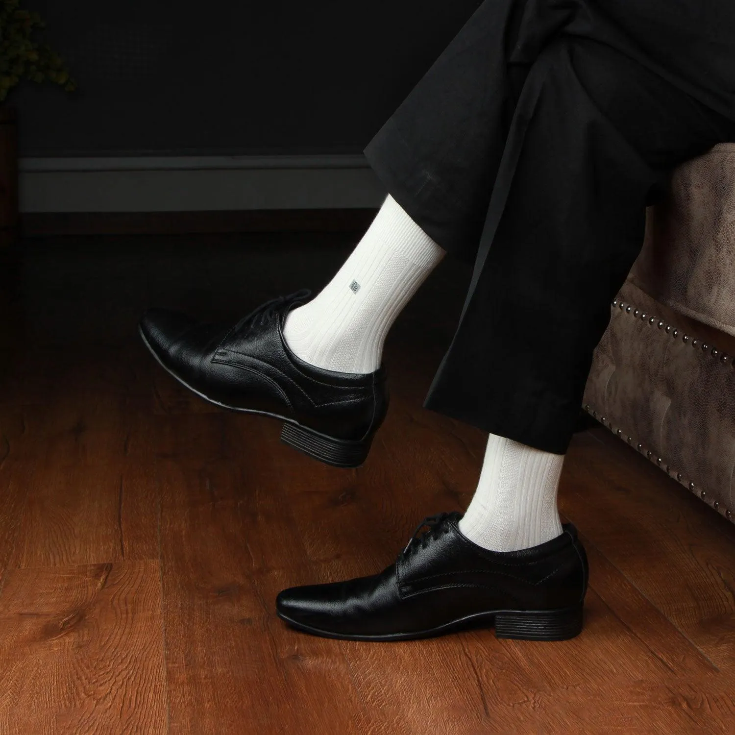 Men's Cosmic Ribbed Formal Socks - Cream