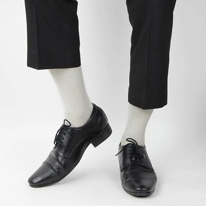 Men's Cosmic Ribbed Formal Socks - Cream