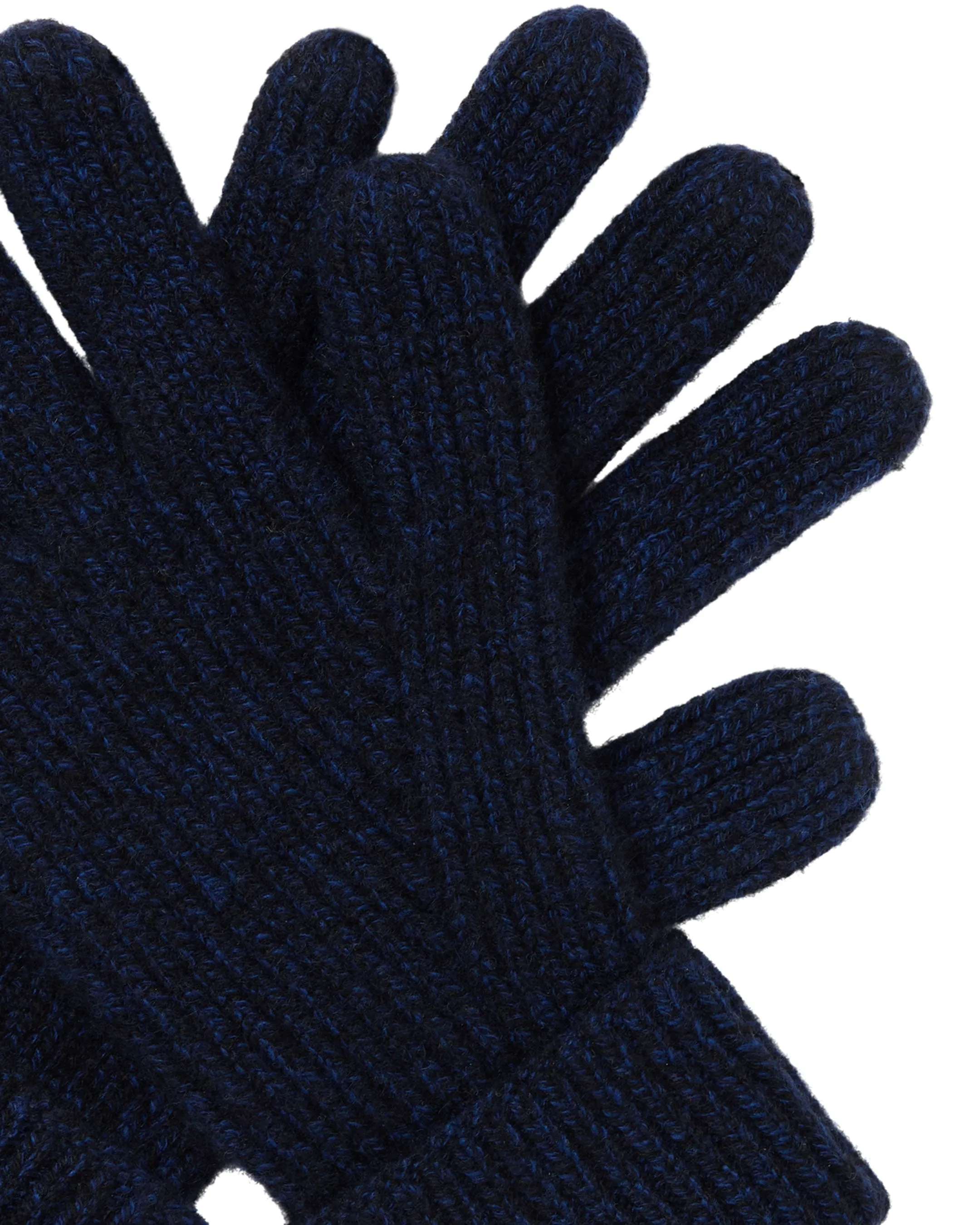 Men's Ribbed Cashmere Gloves Navy Blue Melange