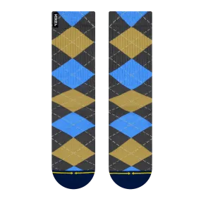 Merge4 x Spidey De Montrond Argyle Blue Bamboo Crew Socks