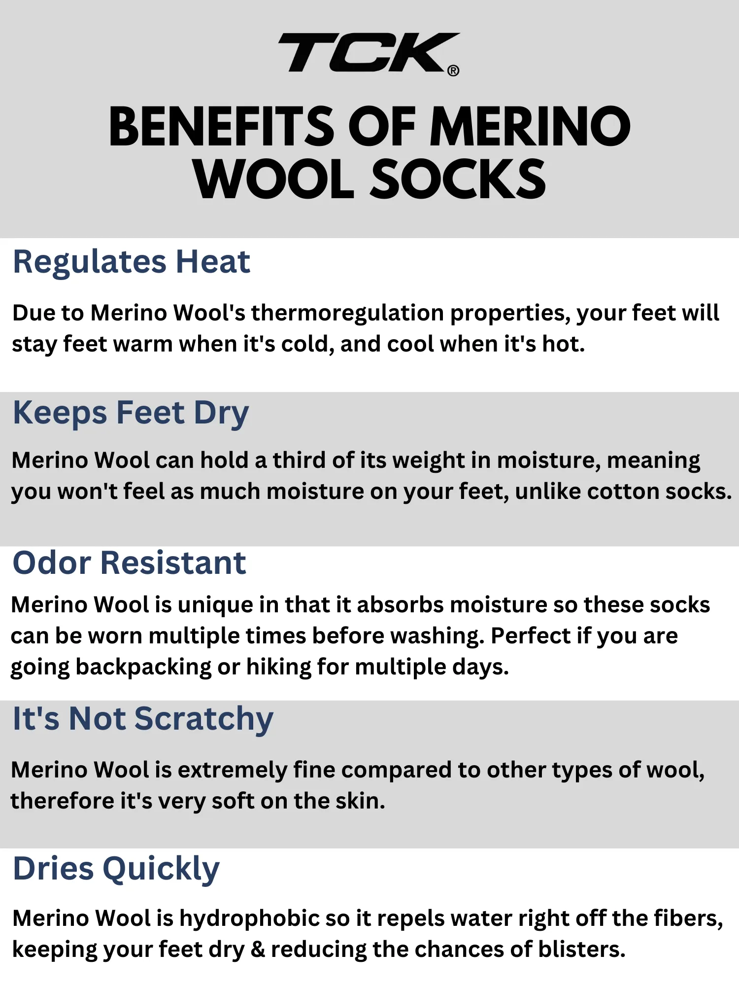 Merino Wool Hiking Socks Crew Length