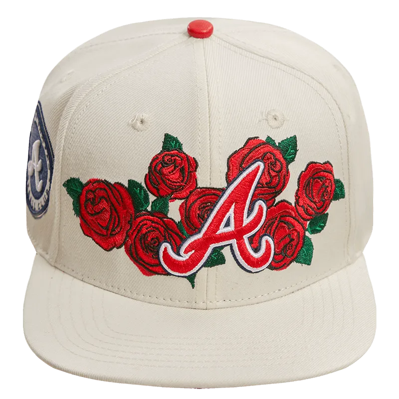 MLB ATLANTA BRAVES ROSES WOOL UNISEX SNAPBACK HAT (EGGSHELL)