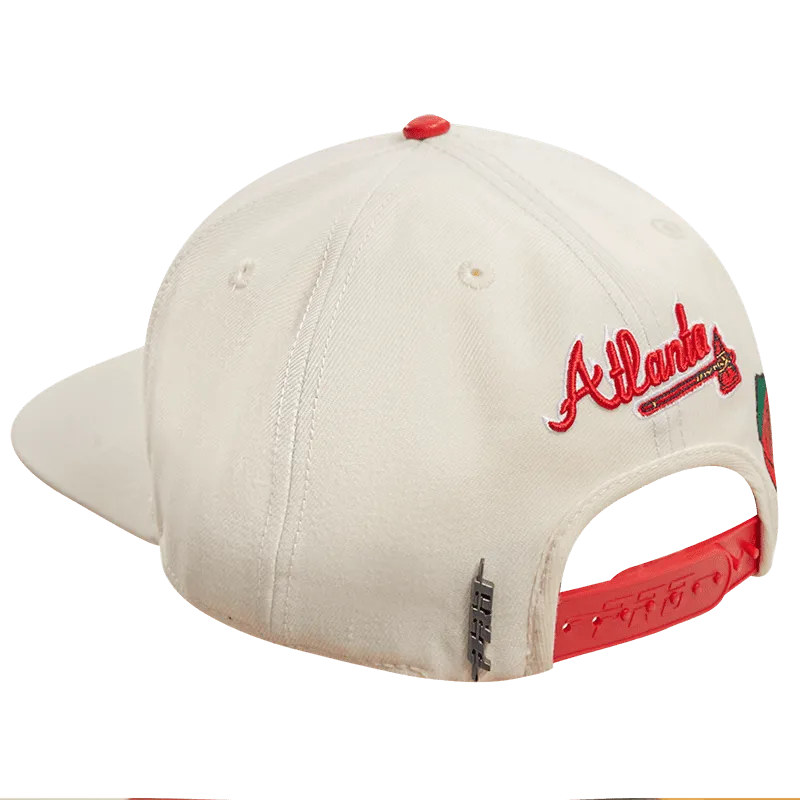 MLB ATLANTA BRAVES ROSES WOOL UNISEX SNAPBACK HAT (EGGSHELL)