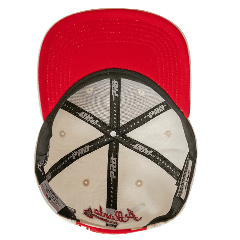 MLB ATLANTA BRAVES ROSES WOOL UNISEX SNAPBACK HAT (EGGSHELL)