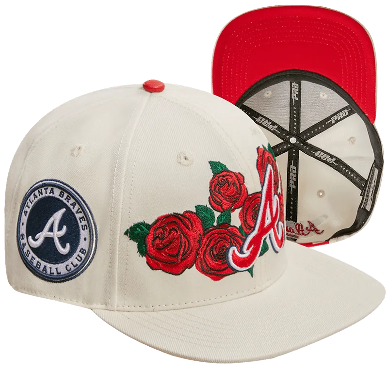 MLB ATLANTA BRAVES ROSES WOOL UNISEX SNAPBACK HAT (EGGSHELL)