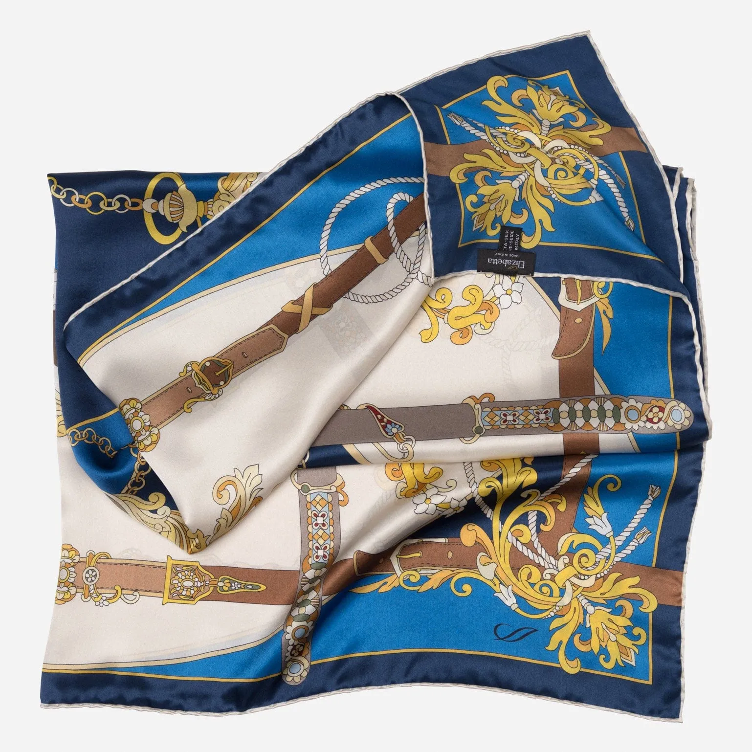 Moment in Time - Hand Rolled Silk Foulard - Blue