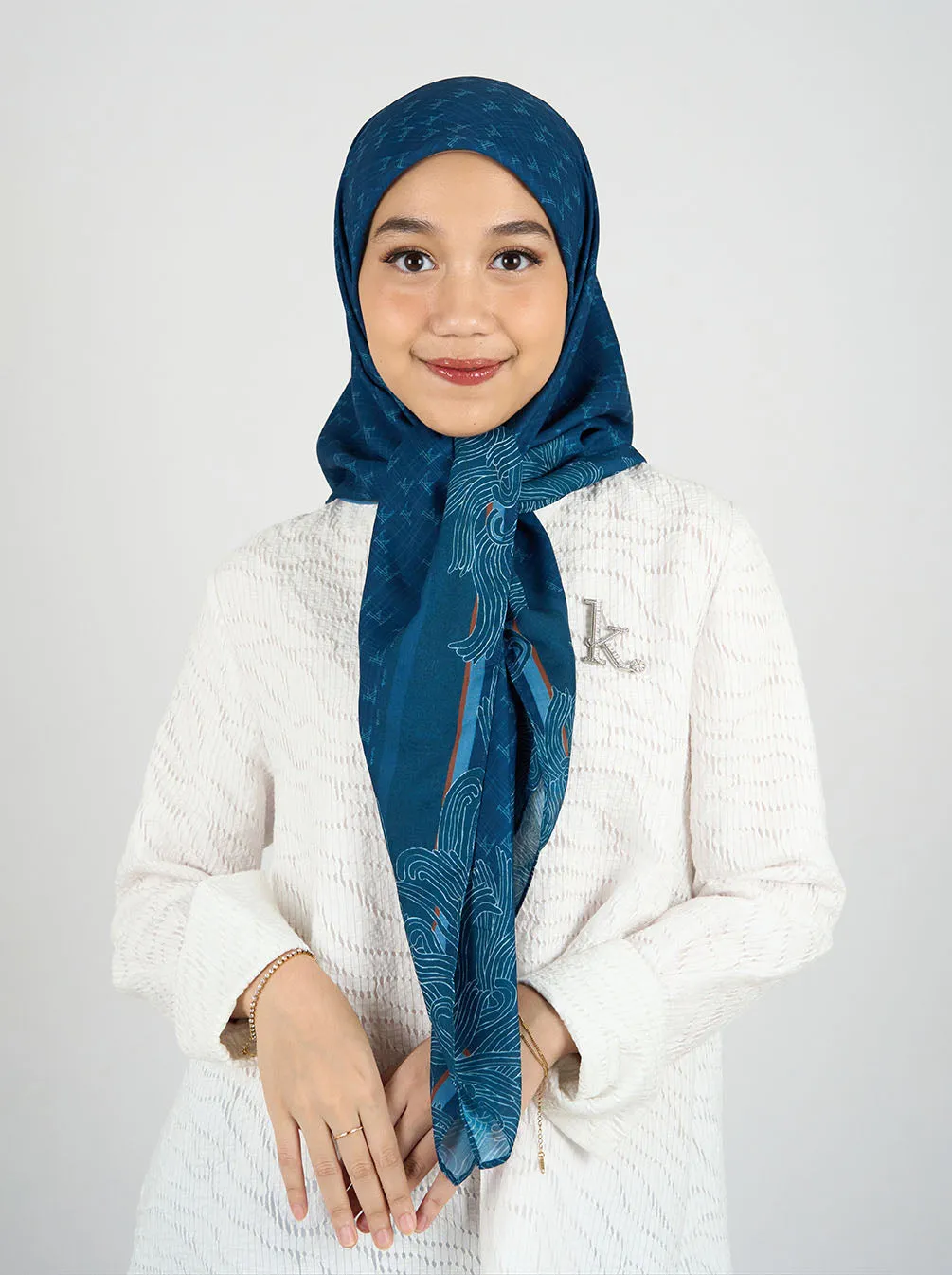 MONOGRAM SCARF SAPHIIRE BLUE