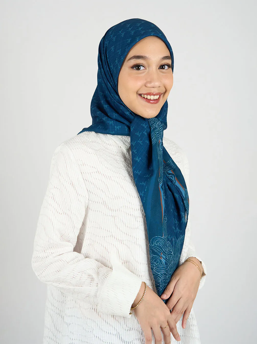 MONOGRAM SCARF SAPHIIRE BLUE