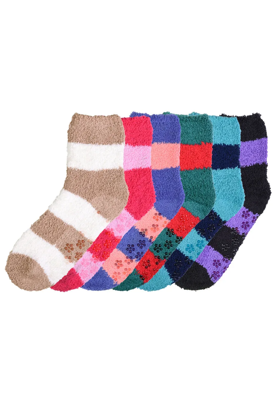 MOPAS PLUSH SOFT SOCKS NON SKID (30302_STRIPE-A)