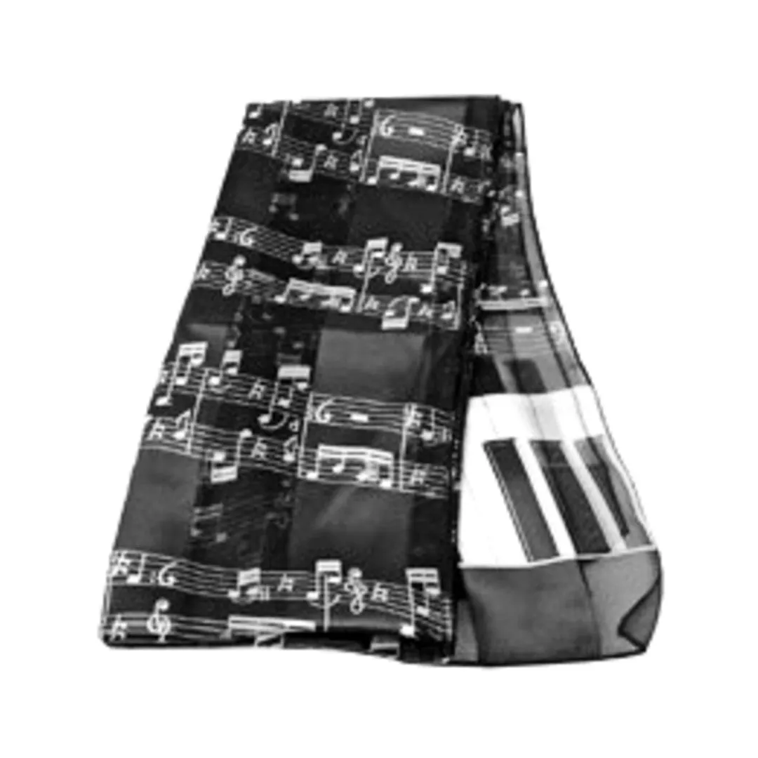 Music Staff with Keyboard Border Scarf, Black