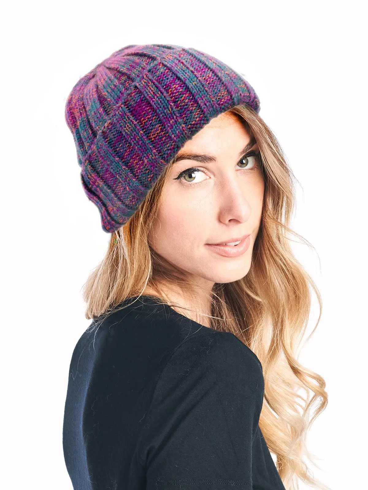 NEW! Alpaca Beanie Hat - Accordion - Berry Burst