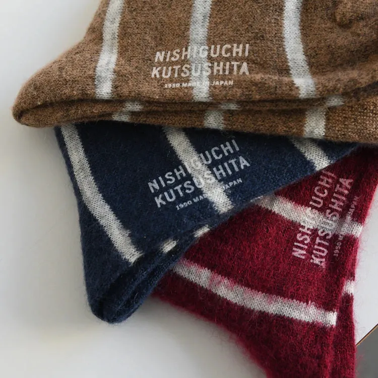 NISHIGUCHI KUTSUSHITA - Oslo Mohair Wool Border Sock