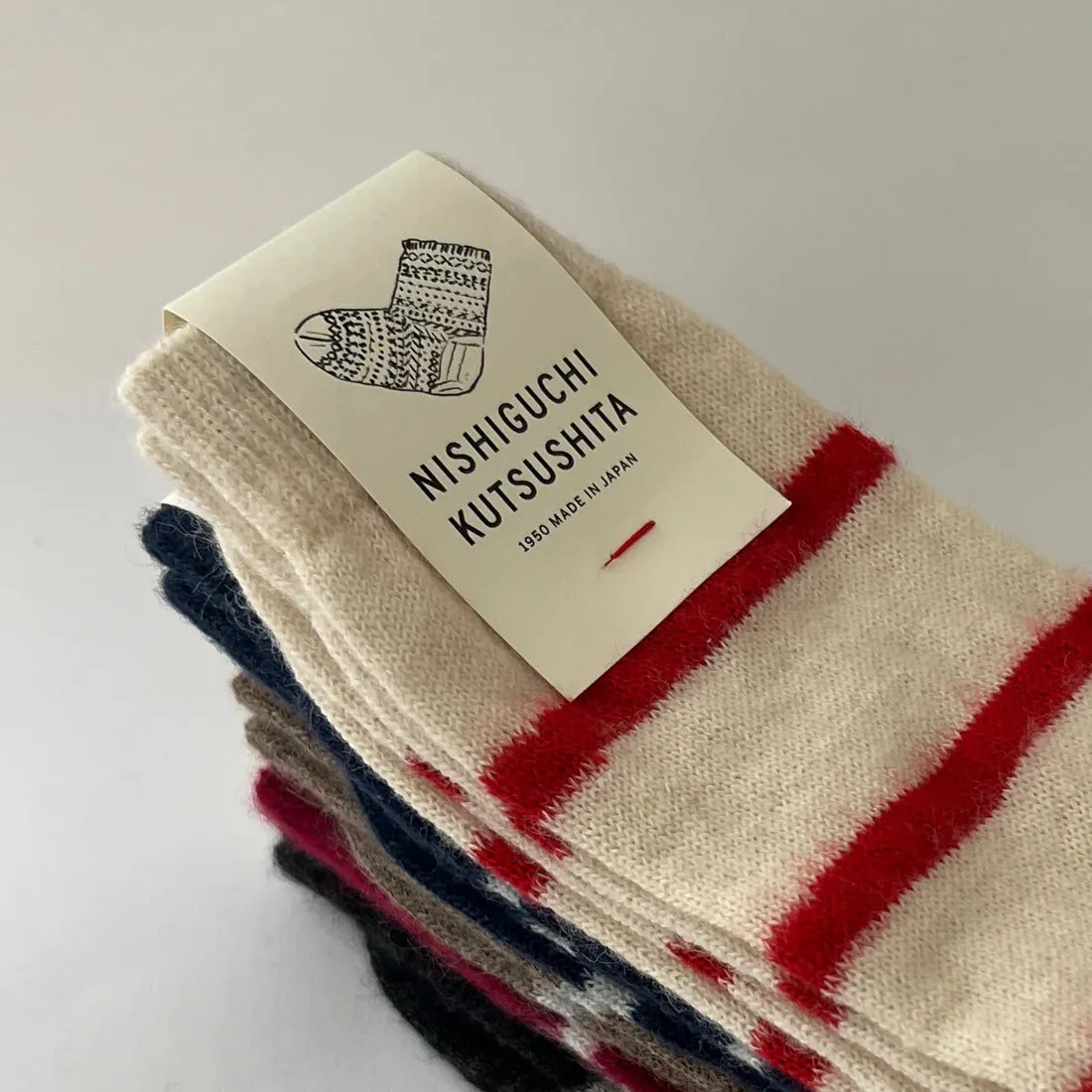 NISHIGUCHI KUTSUSHITA - Oslo Mohair Wool Border Sock