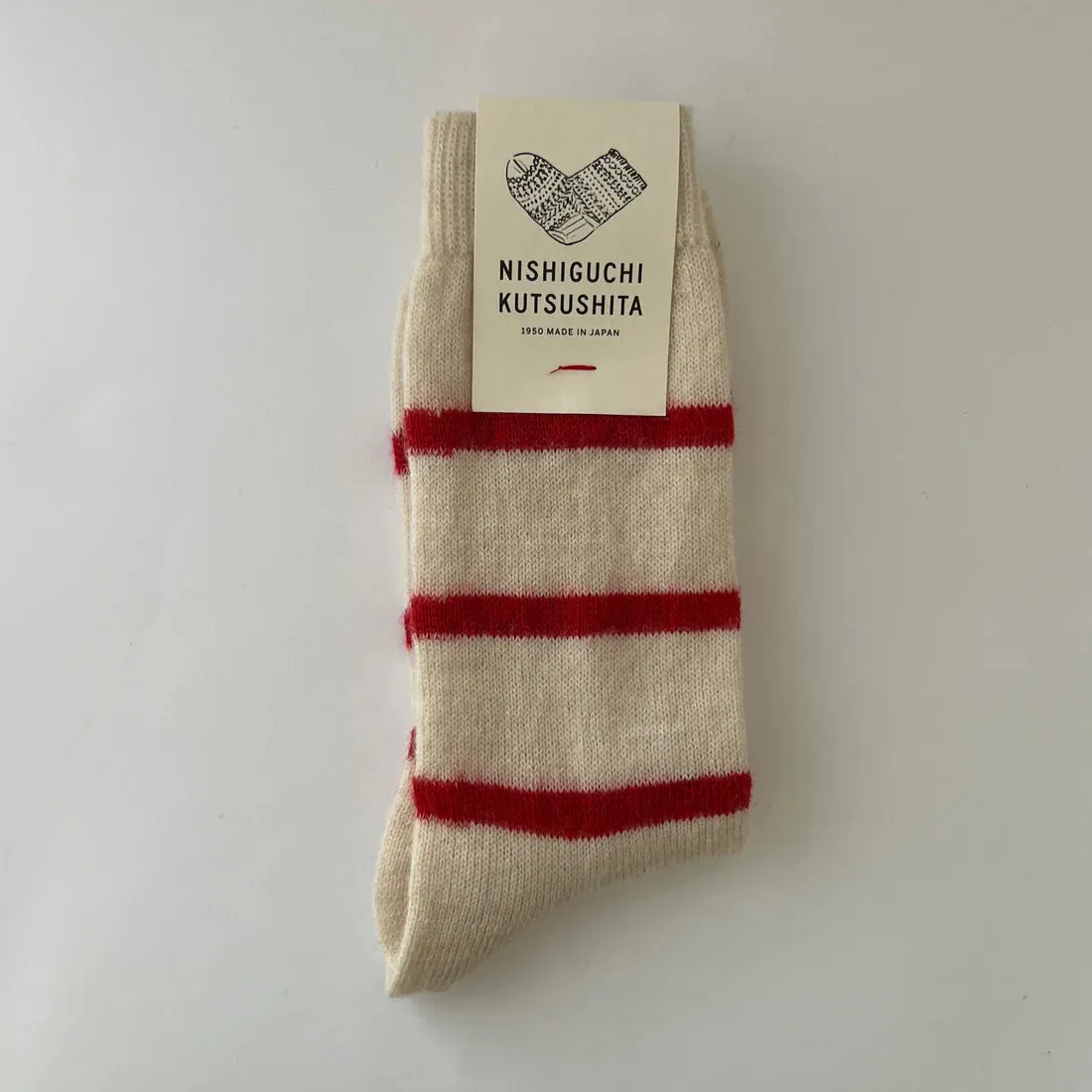 NISHIGUCHI KUTSUSHITA - Oslo Mohair Wool Border Sock