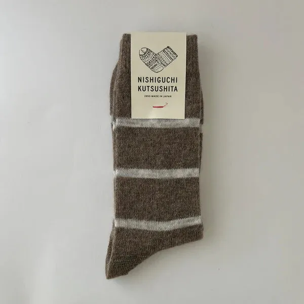 NISHIGUCHI KUTSUSHITA - Oslo Mohair Wool Border Sock