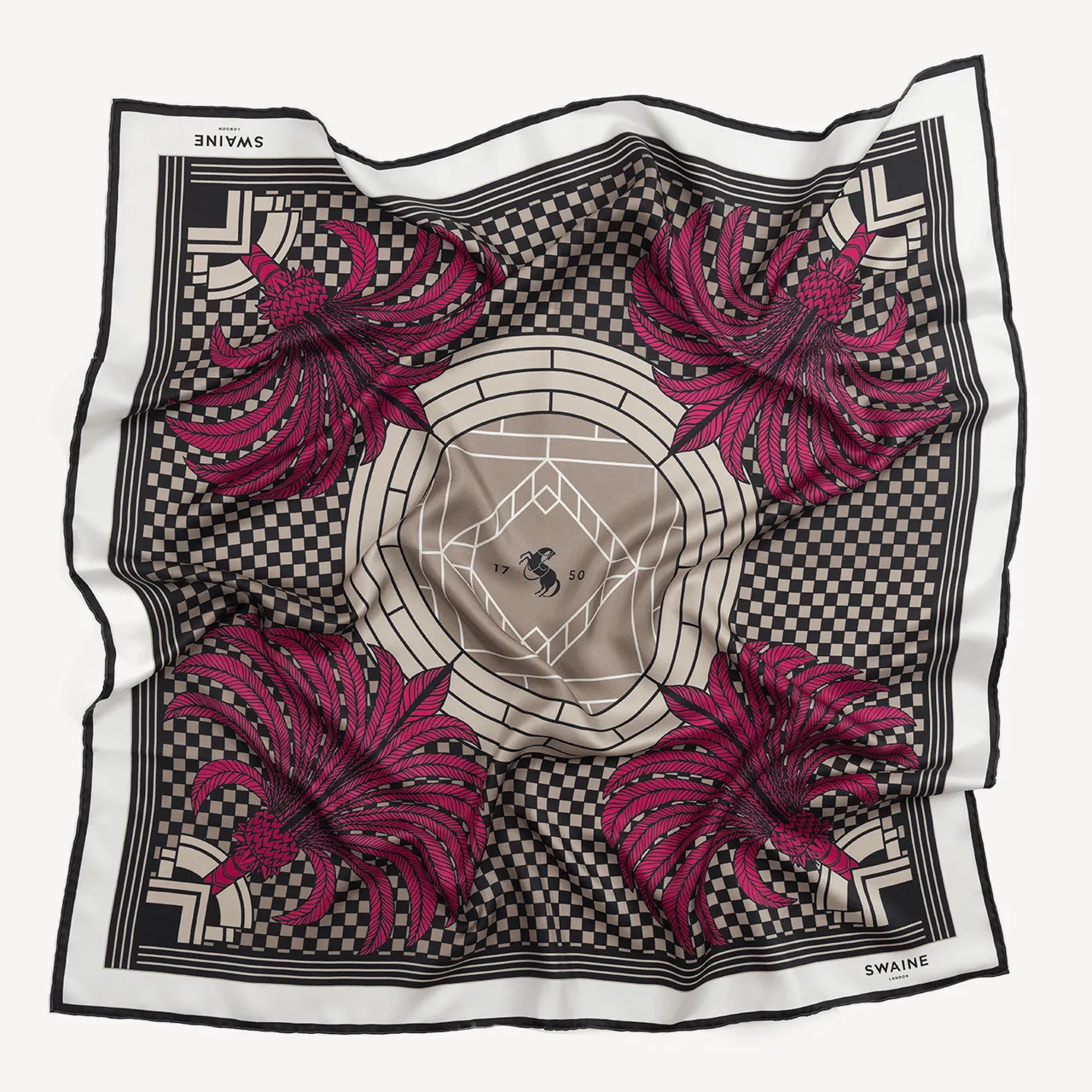 Palm Tree Silk Scarf - Fuschia