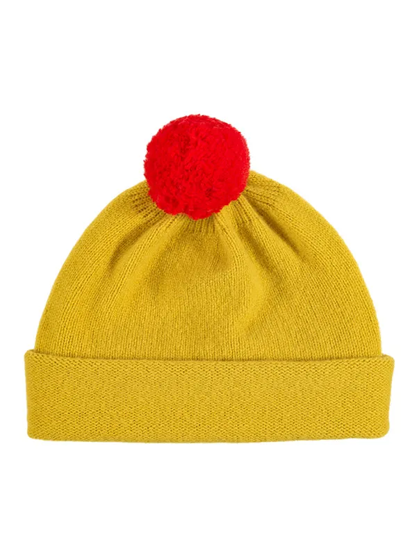 Plain Hat Contrast PomPom Black