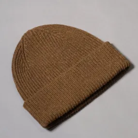 Pure Wool Beanie Hat in Brown