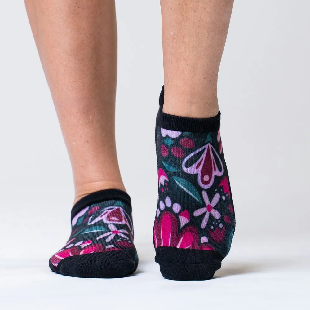 Purple Flora Diabetic Ankle Socks