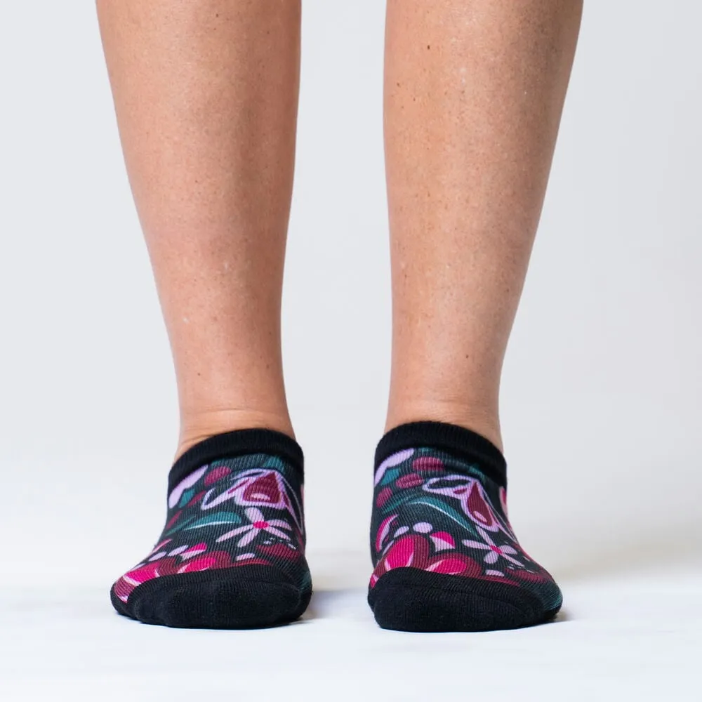 Purple Flora Diabetic Ankle Socks