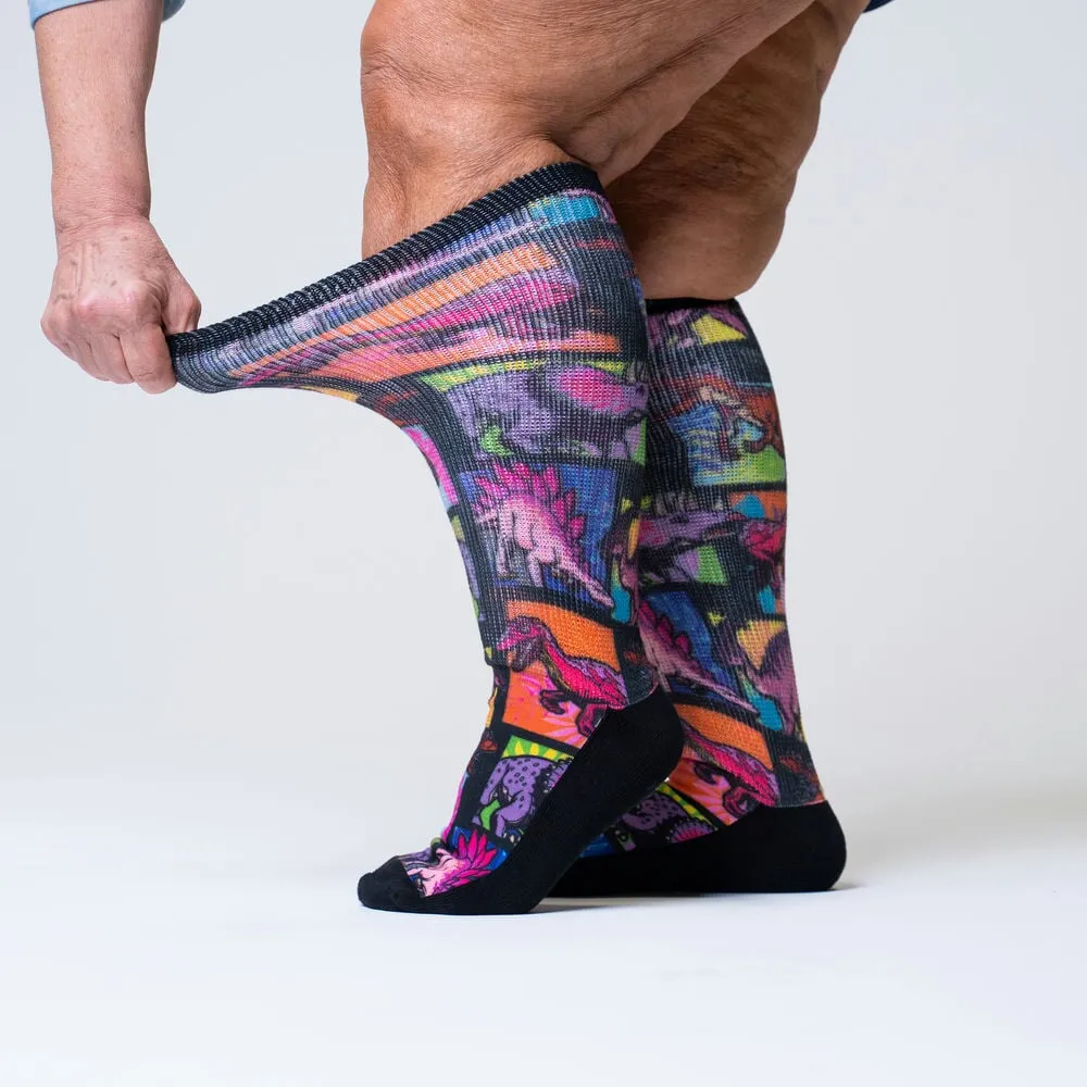 Purple Flora Non-Binding Diabetic Socks