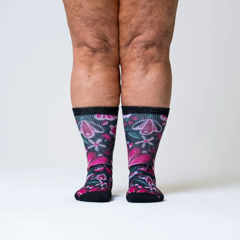 Purple Flora Non-Binding Diabetic Socks