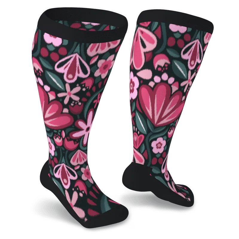 Purple Flora Non-Binding Diabetic Socks